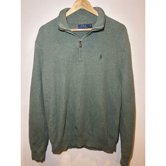 Light Green Ralph Lauren Quarter Zip Size Large Pima Cotton - Picture 5 of 5